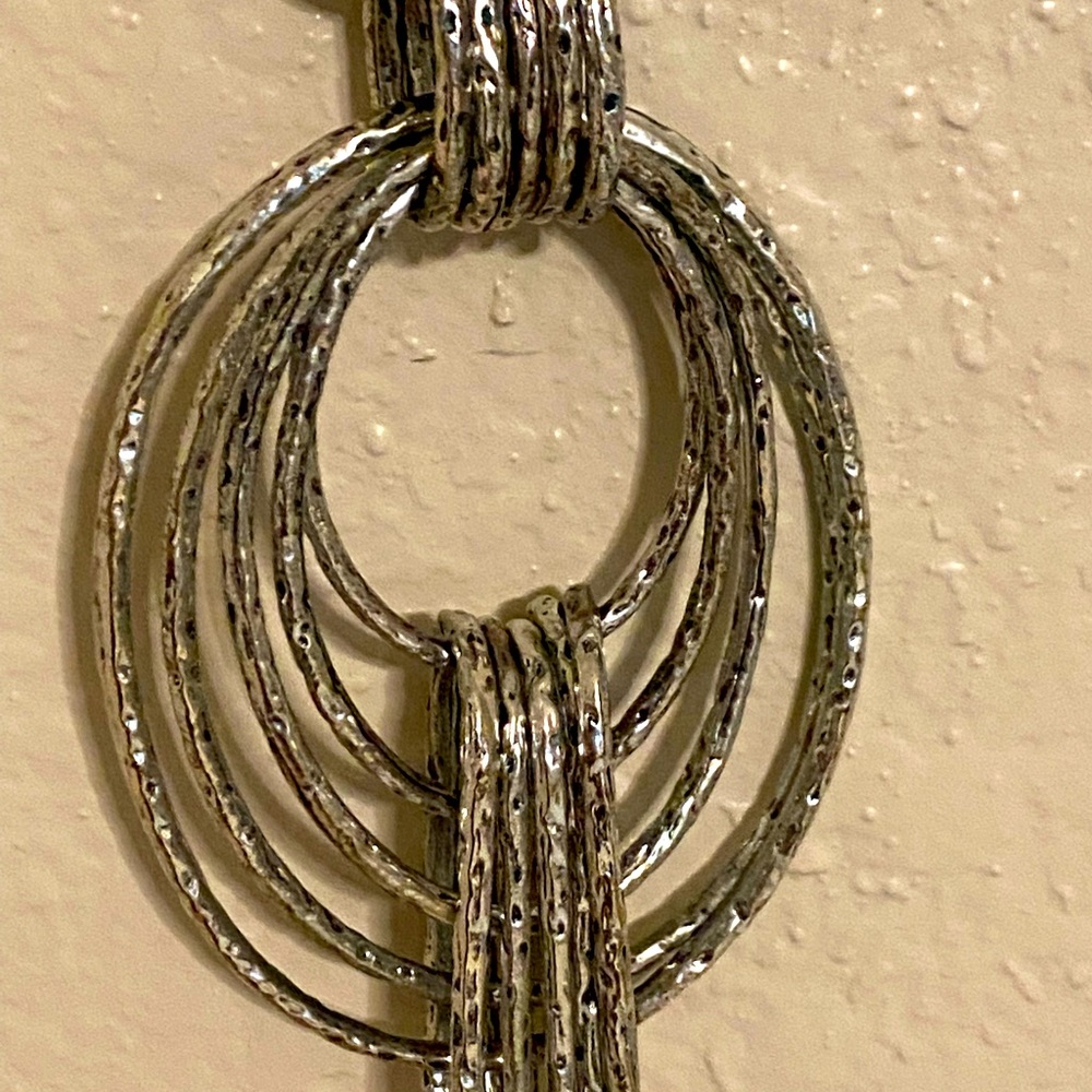 Black leather and chrome necklace